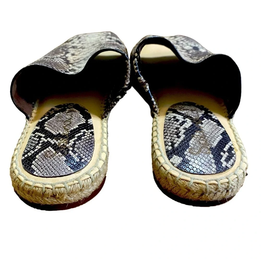 SPLENDID - SNAKESKIN SLIDES /‎ ESPADRILLES / MULE - DARK BROWN & TAN - S6